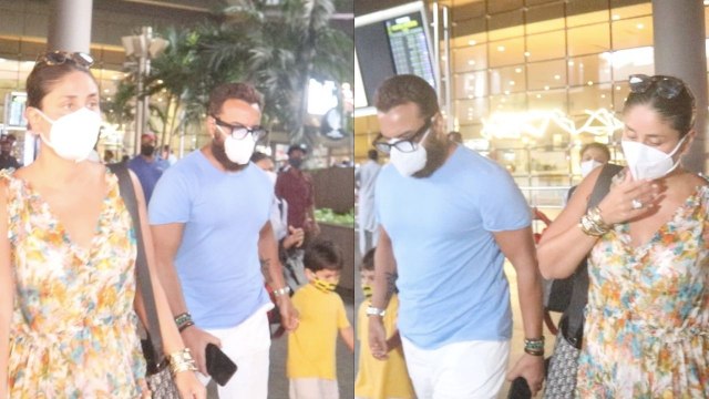 Saif Ali Khan Spotted with Kareena and Sons Taimur, Jeh at Airport | FilmiBeat