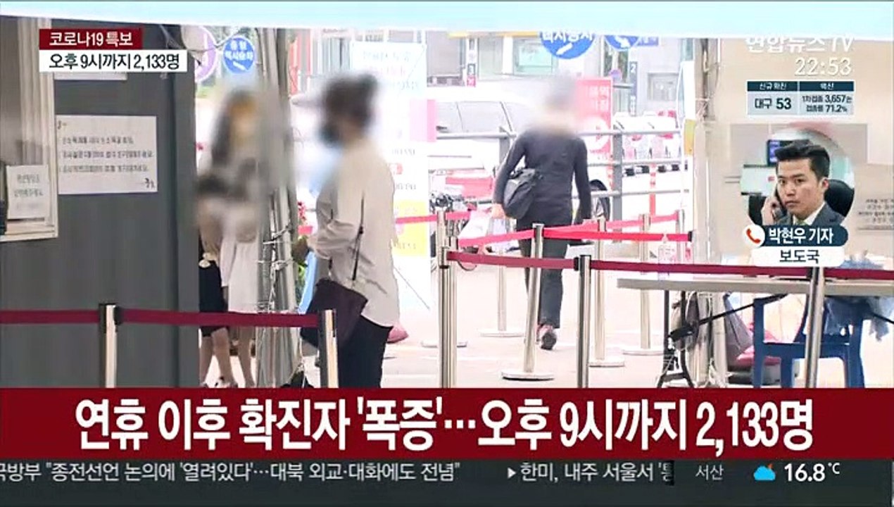 밤 9시까지 2,133명 확진…하루 '최다' 예상