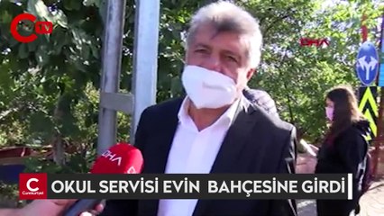 Üsküdar'da okul servisi bir evin bahçesine girdi; hostes yaralandı