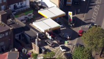 Aerial shots of cars queueing for petrol over shortage fears