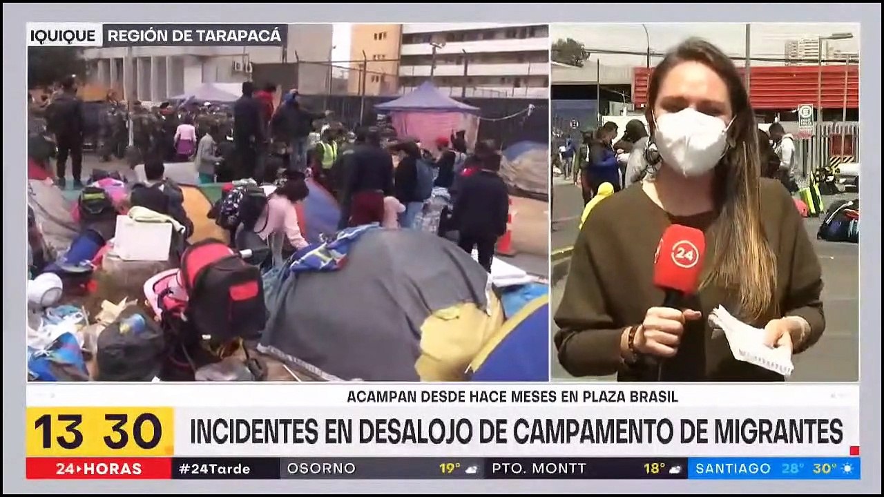 Desalojo de inmigrantes ilegales en Plaza Brasil, IQQ - TVN