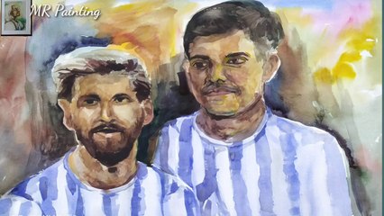 How to draw Lionei Messi her fans watercolour Portrait  drawing
