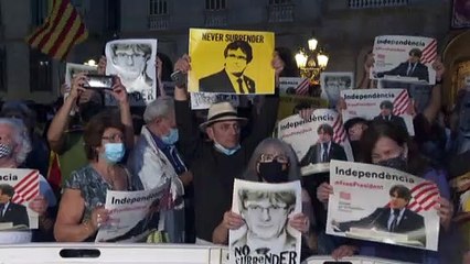 Manifestación de apoyo a Puigdemont en Barcelona