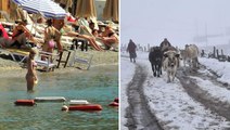 Doğu'da karla mücadele edilirken, Bodrum'da tatilciler denizin keyfini sürdü