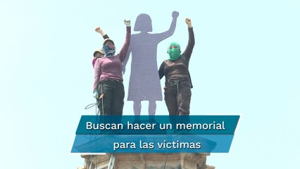 Feministas colocan antimonumento en Glorieta de Colón