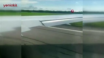 Faciadan kıl payı dönüldü! Kuş sıkışan uçağın motorundan alev topları çıktı