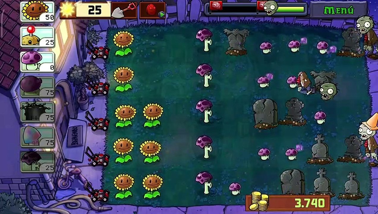 #17 Plantas Contra Zombis Free Aventura Noche Nivel 7 / Consigo la Seta Congelada / Android