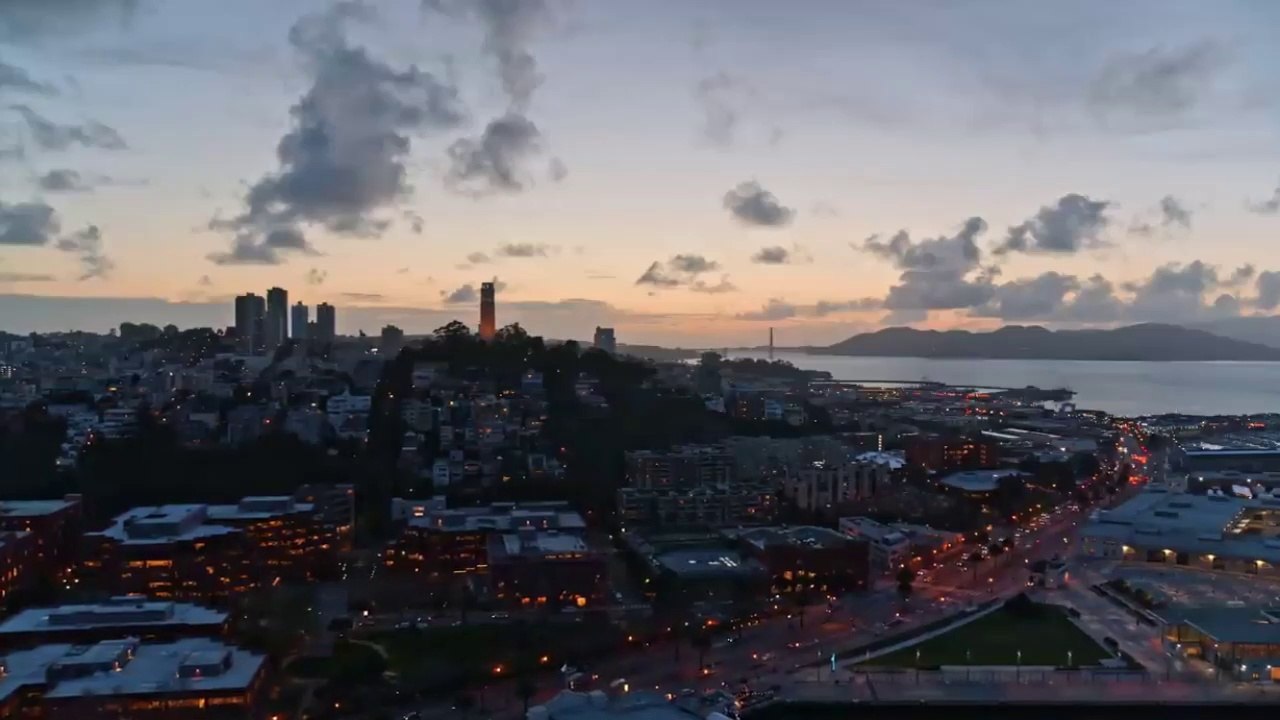 Flyover San Francisco with Relax music -4K HD Video