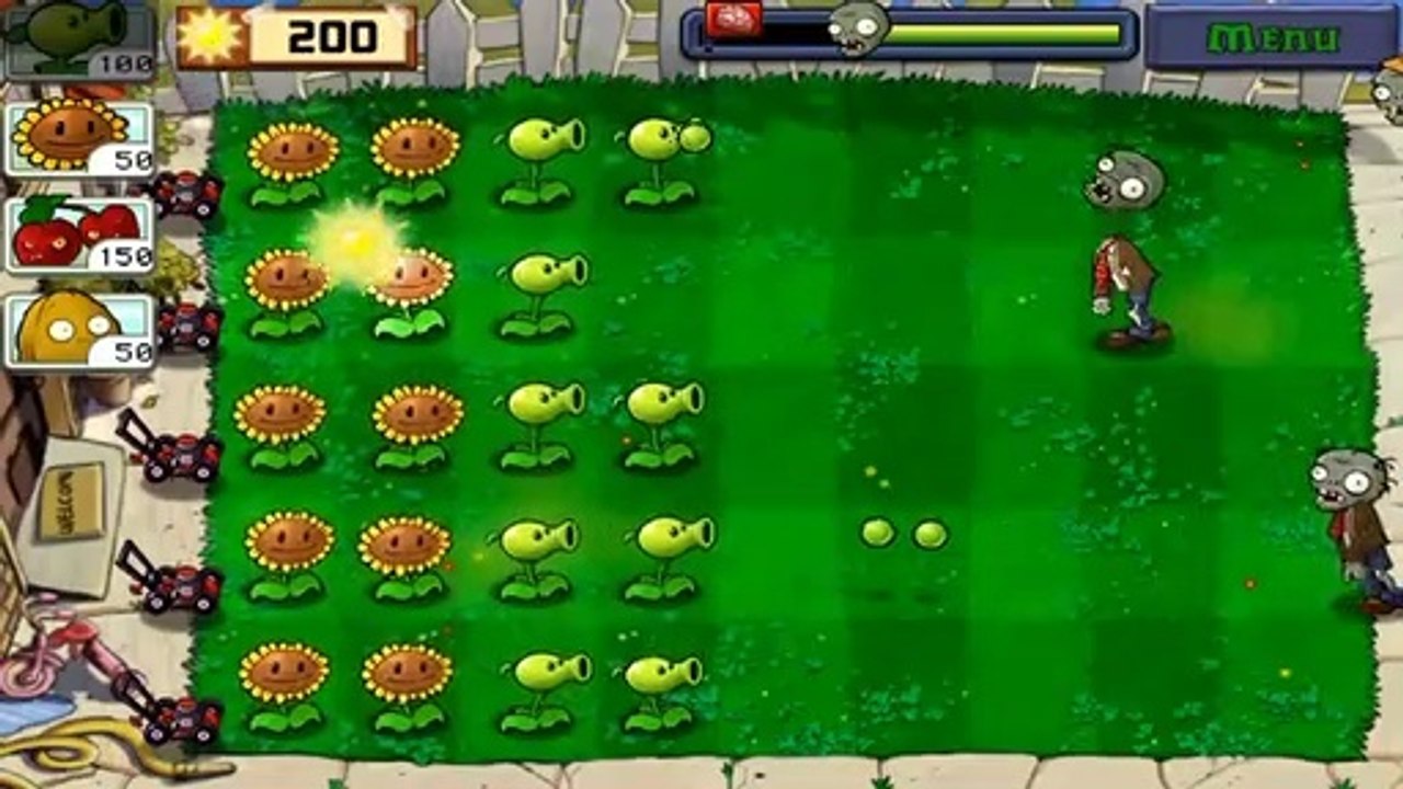 Plants vs. Zombies- Gameplay Walkthrough Part 1 (LEVEL 1.1 - 1.4 COMPLETED)