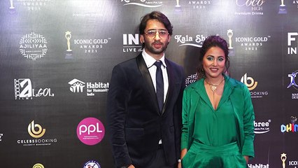 Hina Khan ने Shaheer के साथ Prestigious Iconic Gold awards में बिखेरा जलवा; Watch video | FilmiBeat