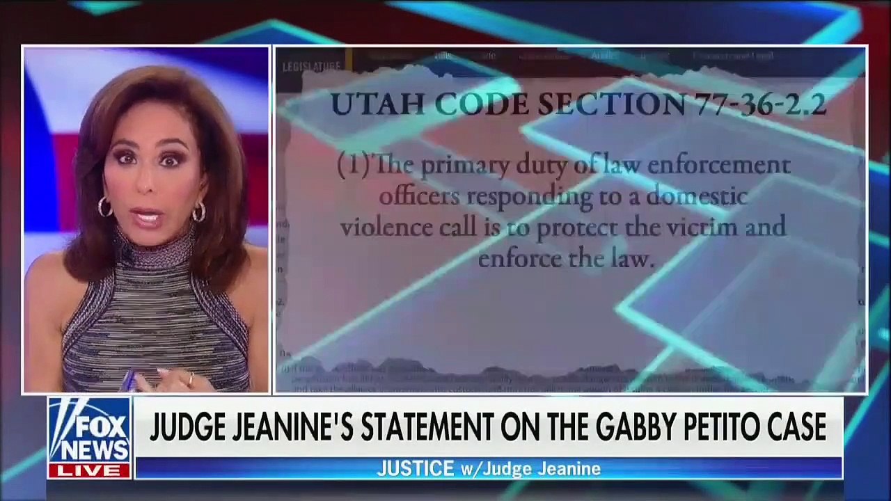 Judge Jeanine Slams Utah Police For Failing to Protect Gabby Petito, Not Arresting Brian Laundrie