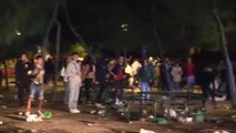 Lanzamiento de objetos a la Policía en un macrobotellón fuera de control en Madrid