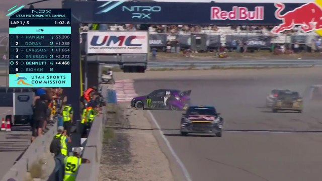 Nitro Rallycross Utah 2021 LCQ Doran Tire Failure Crash Larsson Rolls Red Flag