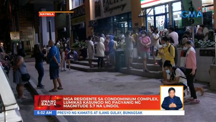 Mga residente sa condominium complex, lumikas kasunod ng pagyanig ng magnitude 5.7 na lindol | UB