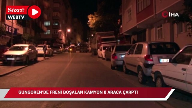 Güngören'de freni boşalan kamyon 8 araca çarptı