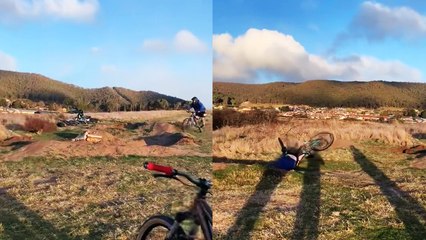 'Aussie boy eats dirt after his first-ever bike jump attempt goes comically wrong'