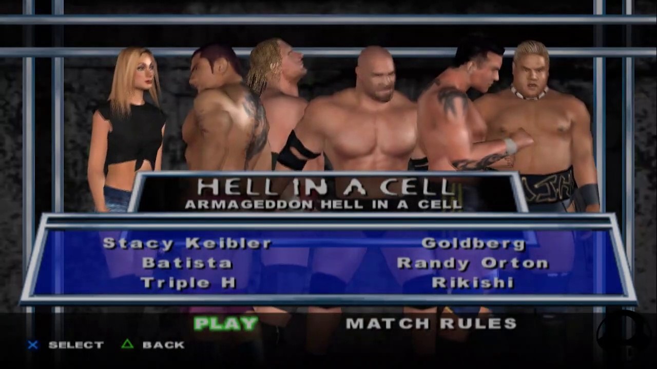HCTP Stacy Keibler(ovr 100) vs Batista vs Triple H vs Goldberg vs Randy Orton vs Rikishi