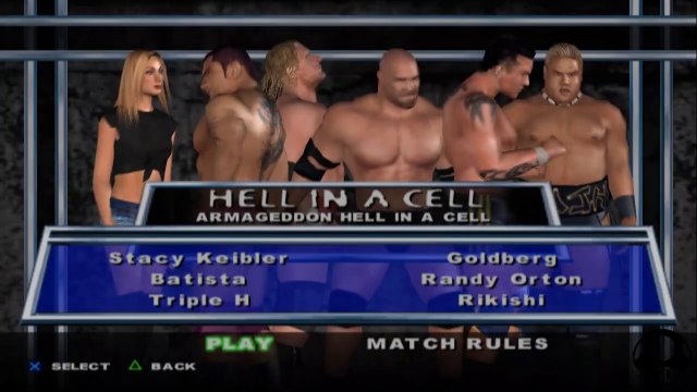 HCTP Stacy Keibler(ovr 100) vs Batista vs Triple H vs Goldberg vs Randy Orton vs Rikishi
