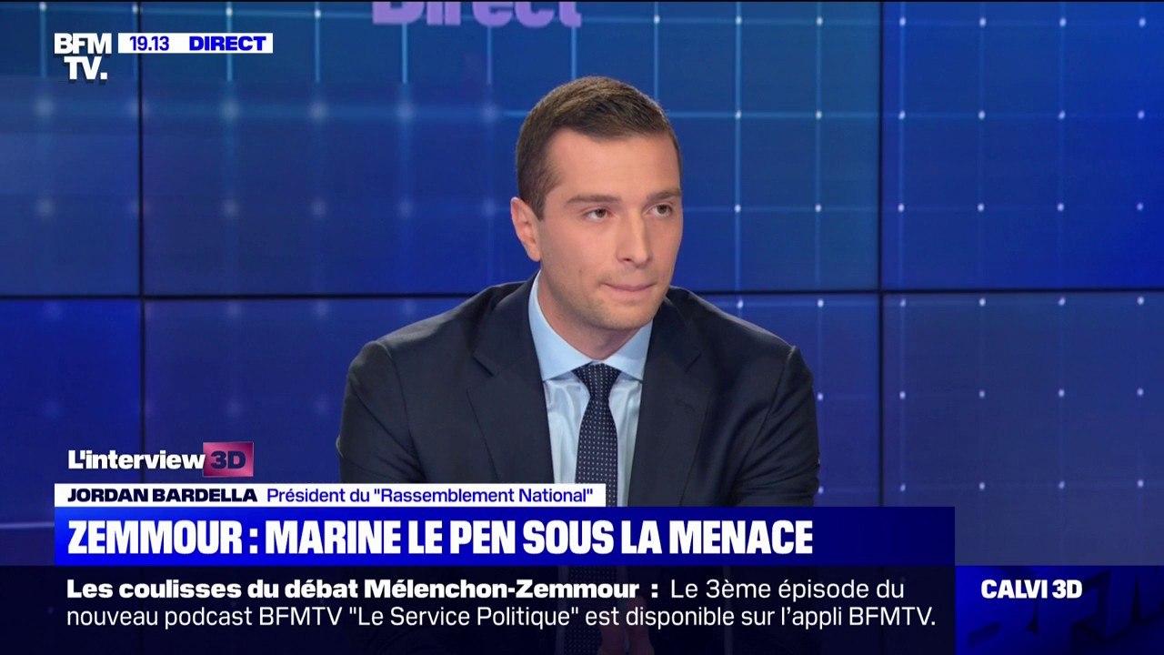 Jordan Bardella à propos d'Éric Zemmour: "Marine Le Pen n'est pas candidate par intérêt personnel mais pour servir la France"