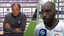 J10 Ligue 2 BKT : Les réactions de S.Moulin et J.Rivierez après Toulouse FC 2-3 SMCaen