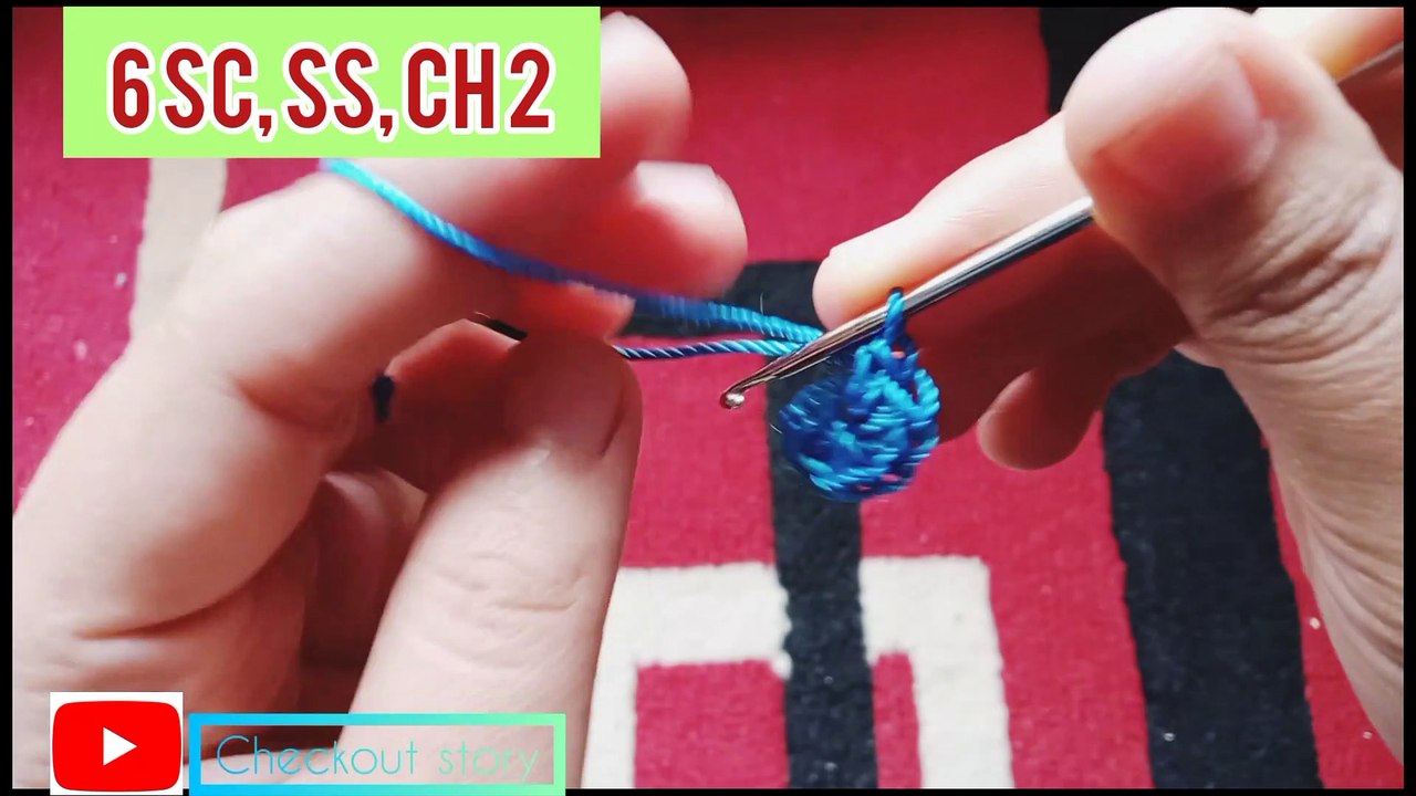 Tutorial rajut | Cara merajut  gantungan kunci motif bunga kecil