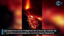 Las espectaculares imágenes de la lava del volcán de La Palma avanzando sin control hacia Tazacorte