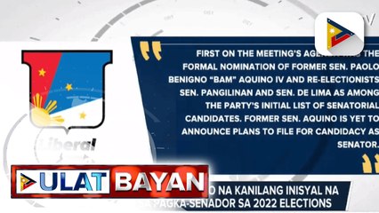 Liberal Party, inanunsyo ang kanilang inisyal na pambato sa pagka-Senador sa 2022 Elections