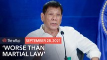 Duterte likens Senate hearings on Pharmally to martial law
