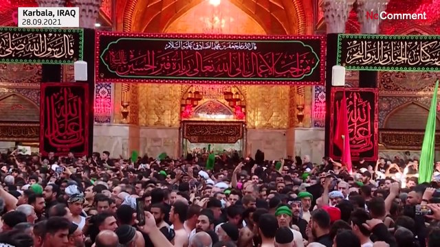شاهد: الحجاج الشيعة يحيون ذكرى أربعينة الإمام الحسين في كربلاء