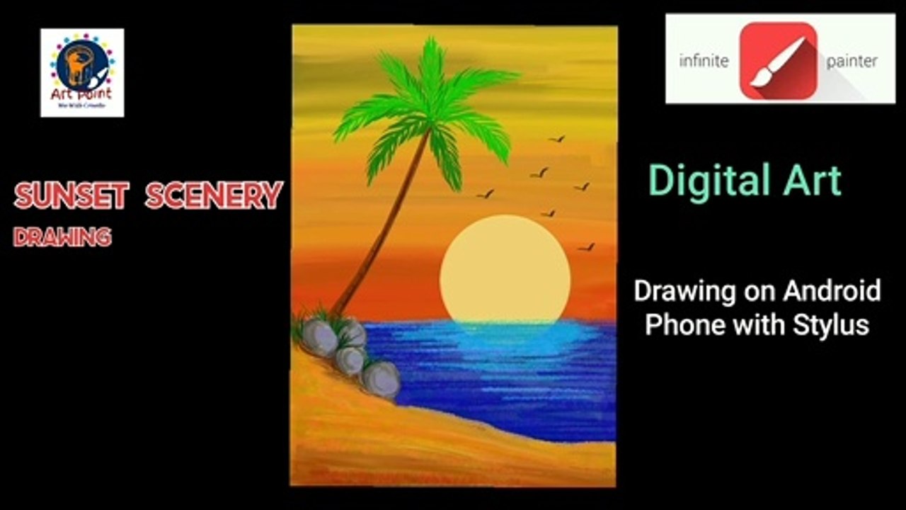 How to Draw - in Mobile | Infinity Painter tutorial | Smart Phone Art | scenery drawing 001 - Art Point