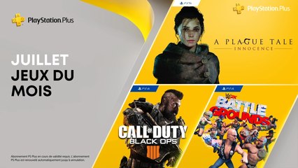 PS+ — A Plague Tale : Innocence, CoD : Black Ops IIII et WWE 2K Battlegrounds sur vos PS4 et PS5