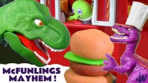 Dinosaur Toys work at McDonalds with the Funlings and DC Comics Batman Toys with Dinosaurs for Kids in this Family Friendly Stop Motion Animation Toys Full Episode English Toy Story Video for Kids