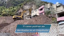 Van 4 casas demolidas en la zona del derrumbe en el Cerro del Chiquihuite