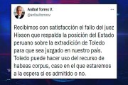Aníbal Torres sobre extradición de Toledo: “Recibimos con satisfacción el fallo del juez que respalda la posición del Estado”