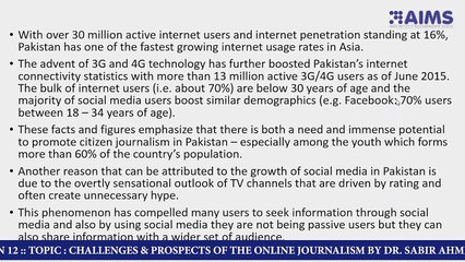 CHALLENGES & PROSPECTS OF THE ONLINE JOURNALISM