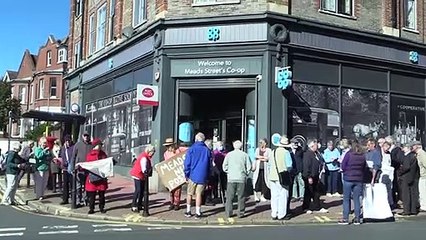 Residents protesting about the closure of Co-op in Meads, Eastbourne