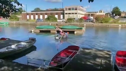 Major Mick Stanley rows into Chichester canal