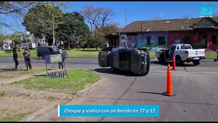 Choque y vuelco con un herido en 72 y 12
