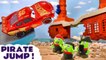 Pirate Jump Funlings Race Farthest Wins Competition with Disney Cars Lightning McQueen versus Angry Birds Green Pig in this Full Episode English Stop Motion Toy Story Video for Kids by Kid Friendly Family Channel Toy Trains 4U