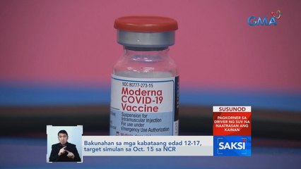 Bakunahan sa mga kabataang edad 12-17, target simulan sa Oct. 15 sa NCR | Saksi