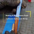 making a mini katana from leftover Damascus scrap  how make katana paper  New Ideas  New Project