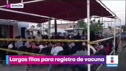 Hacen largas filas en Sonora para que menores sean vacunados