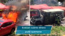 Sofocan incendio en camioneta de valores en Naucalpan