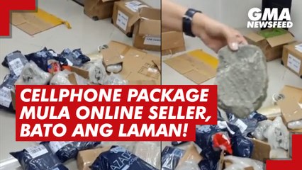 Cellphone package mula online seller, bato ang laman! | GMA News Feed