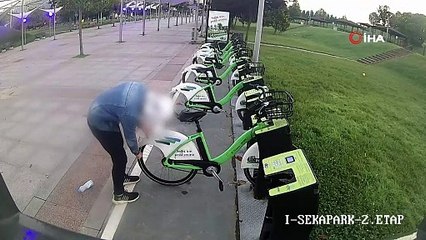 Kiralık bisikletlerin tekerlerini birer birer böyle patlattı