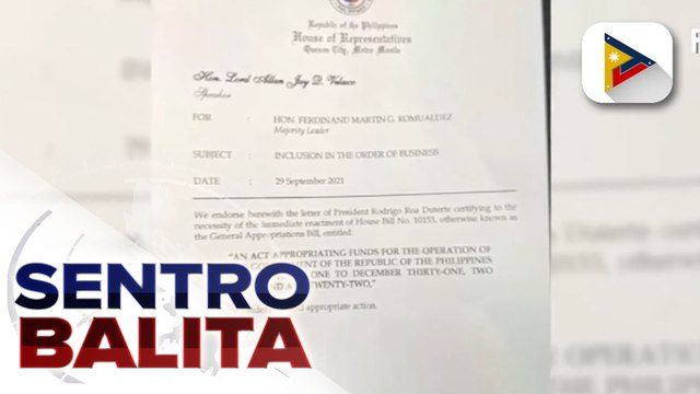 Pangulong Duterte, sinertipikahan as urgent ang panukalang pambansang budget sa susunod na taon