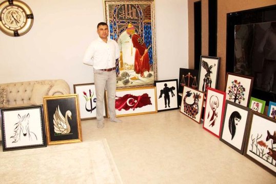 Terör gazisi evini sanat atölyesine çevirdi