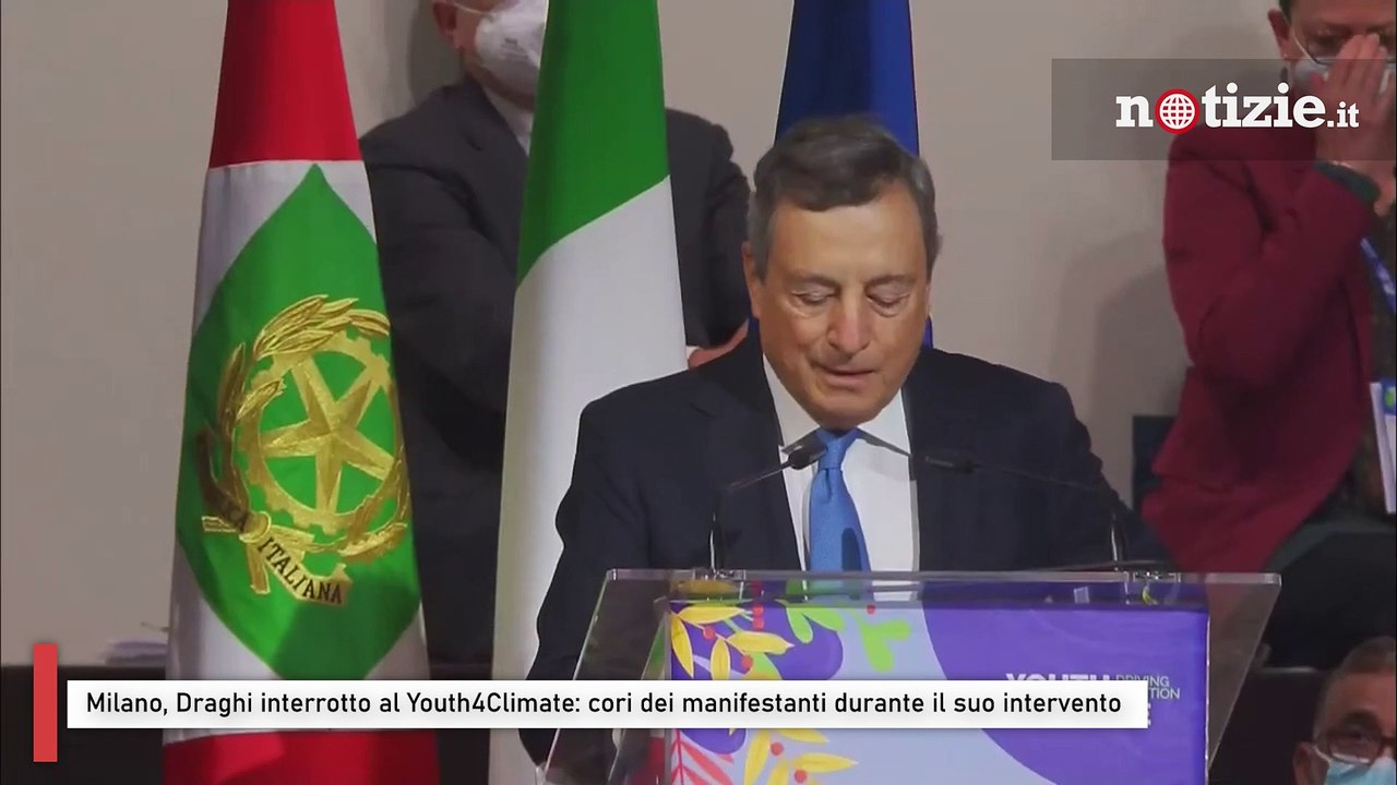 Milano, Draghi interrotto al Youth4Climate: cori dei manifestanti durante il suo intervento