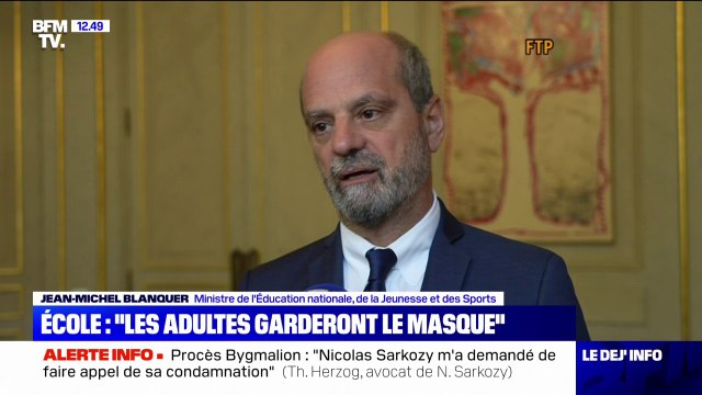 Covid-19: Jean-Michel Blanquer confirme que les adultes devront garder le masque à l'école