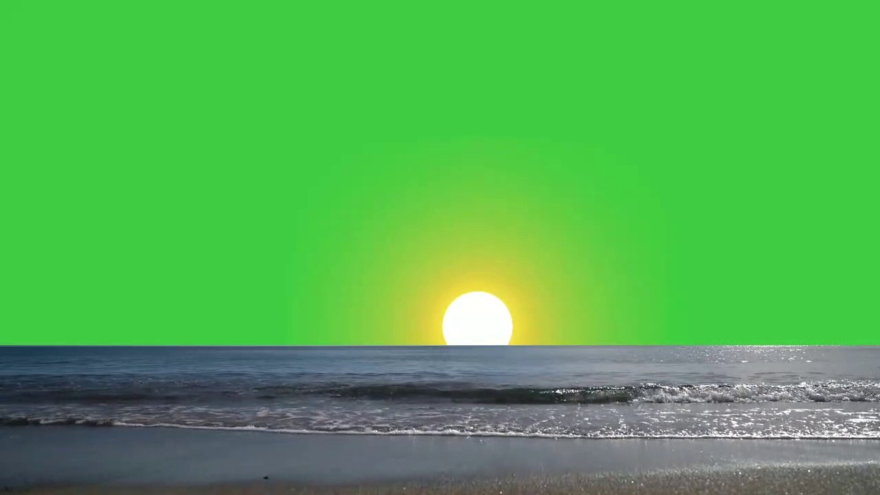 Beautiful Morning Beach with sunrise effect green screen hd footage